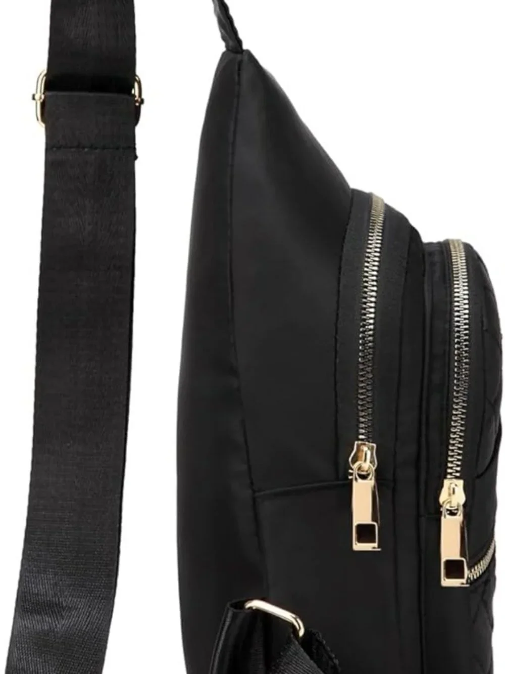 NEW Black w Gold‎ Cross Body Sling Bag Crossbody Trendy w Strap Backpack Nice!